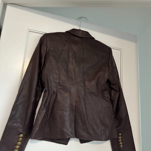 NWT Veronica Beard Gail Dickey Leather Blazer Jacket Notch Lapel Sz 4 in Oxblood - Picture 12 of 13